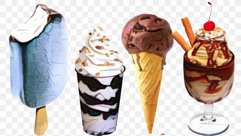 Ice Cream Cone Background, PNG, 2357x1339px, Sundae, Chocolate Ice Cream, Cone, Cream, Cuisine Download Free