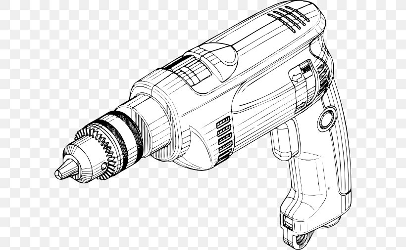 Augers Electric Motor Tool Drawing, PNG, 600x506px, Augers, Automotive Design, Black And White, Cordless, Drawing Download Free