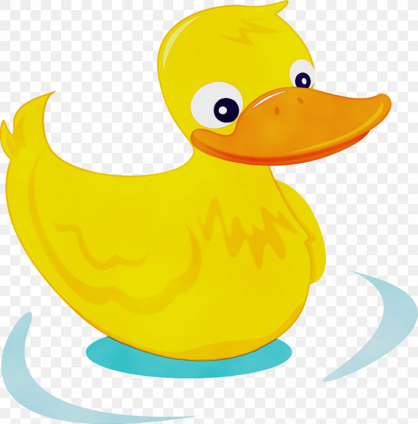 Duck Bird Yellow Ducks, Geese And Swans Water Bird, PNG, 1290x1308px, Watercolor, Bath Toy, Beak, Bird, Cartoon Download Free