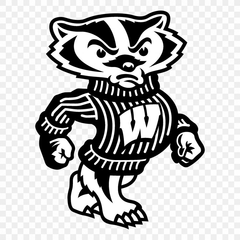 University Of Wisconsin-Madison Wisconsin Badgers Football Wisconsin Badgers Softball Bucky Badger Logo, PNG, 2400x2400px, University Of Wisconsinmadison, American Football, Art, Badger, Blackandwhite Download Free