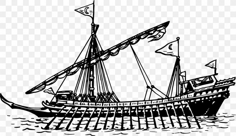 Brigantine Galleon Barque Ship Of The Line Caravel, PNG, 1000x577px, Brigantine, Baltimore Clipper, Barque, Black And White, Boat Download Free