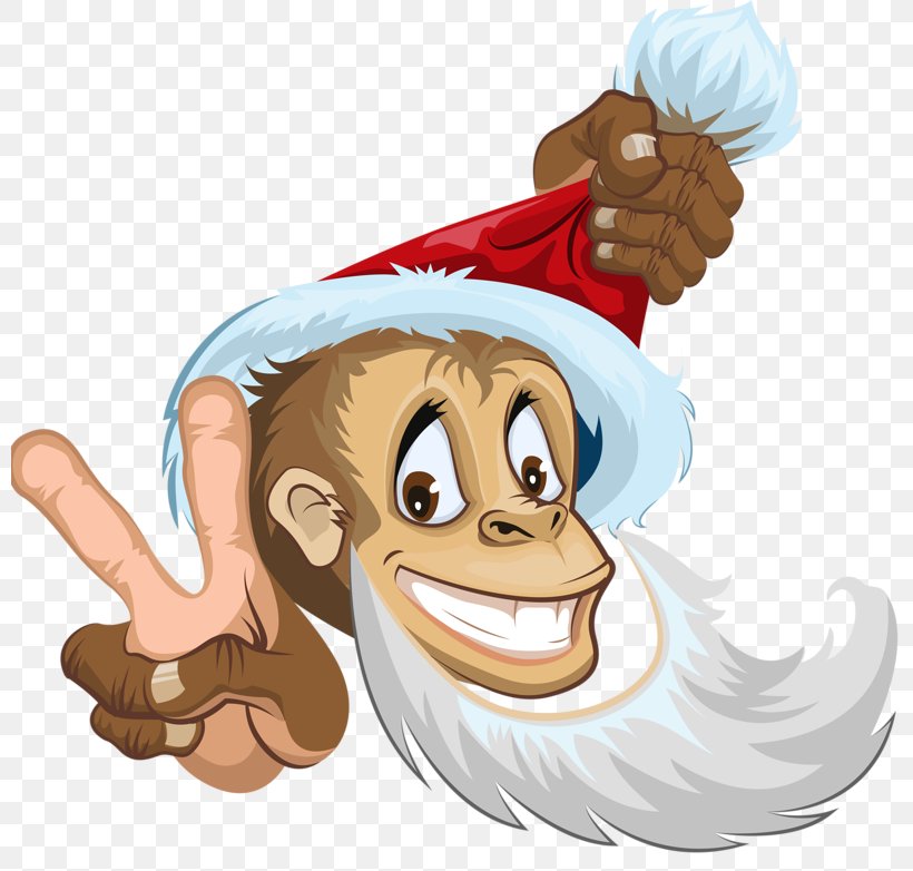 Santa Claus Monkey Clip Art, PNG, 800x782px, Santa Claus, Art, Carnivoran, Cartoon, Christmas Download Free