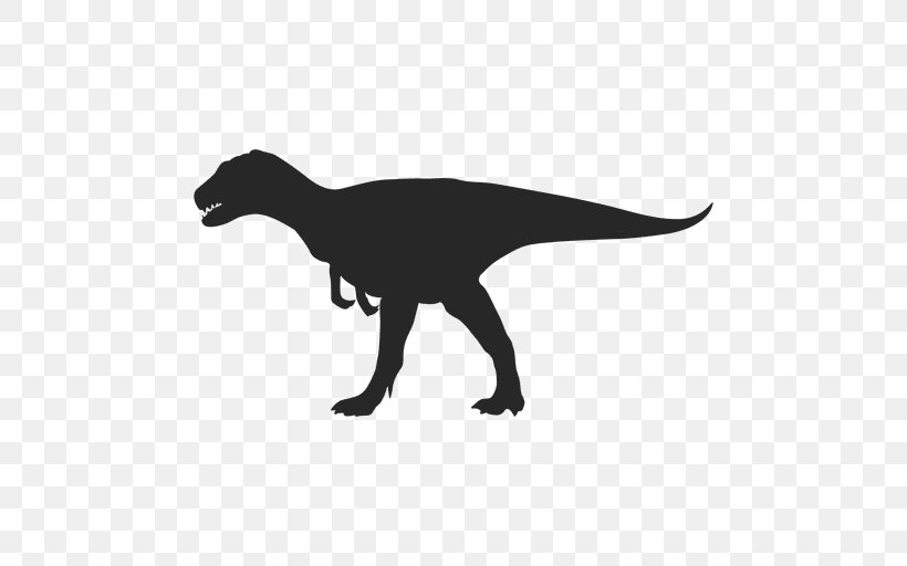 Tyrannosaurus Carnotaurus Velociraptor Silhouette Dinosaur, PNG, 512x512px, Tyrannosaurus, Animal, Animal Figure, Black, Black And White Download Free