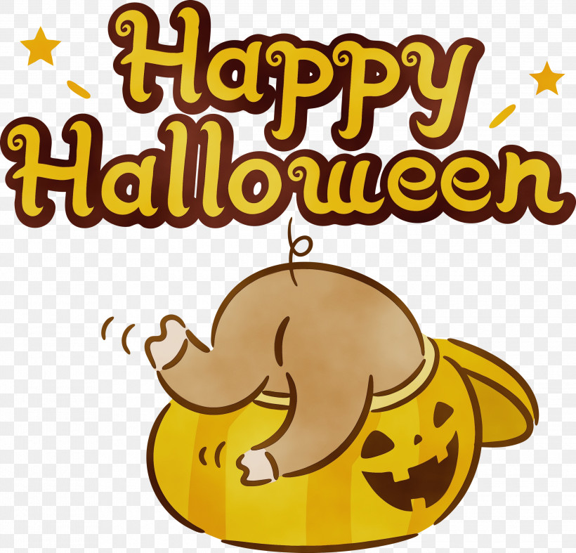 Cartoon Yellow Smiley Happiness Recreation, PNG, 3000x2881px, Happy Halloween, Cartoon, Fruit, Happiness, Line Download Free