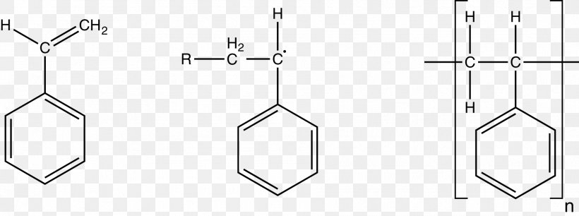Polystyrene Polymerization Chemical Synthesis, PNG, 1905x713px, Styrene, Azobisisobutyronitrile, Black And White, Chemical Synthesis, Chemistry Download Free