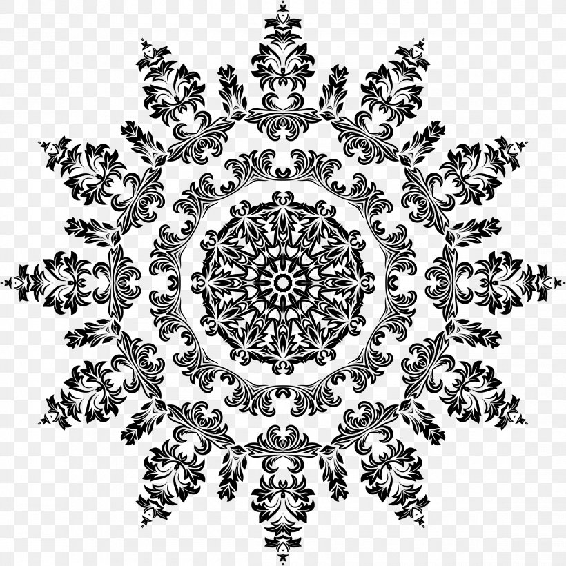 Black And White Floral Design Ornament Pattern, PNG, 2320x2320px, Black And White, Art, Decorative Arts, Drawing, Floral Design Download Free
