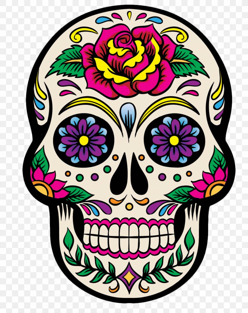 Day Of The Dead Skull, PNG, 950x1200px, Calavera, Bone, Day Of The Dead, Death, Decal Download Free