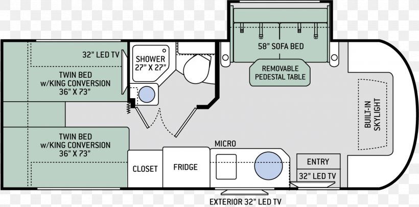 Floor Plan Campervans Motorhome Bed Ford Motor Company, PNG, 1600x791px, Floor Plan, Area, Bed, Bed Size, Bedroom Download Free