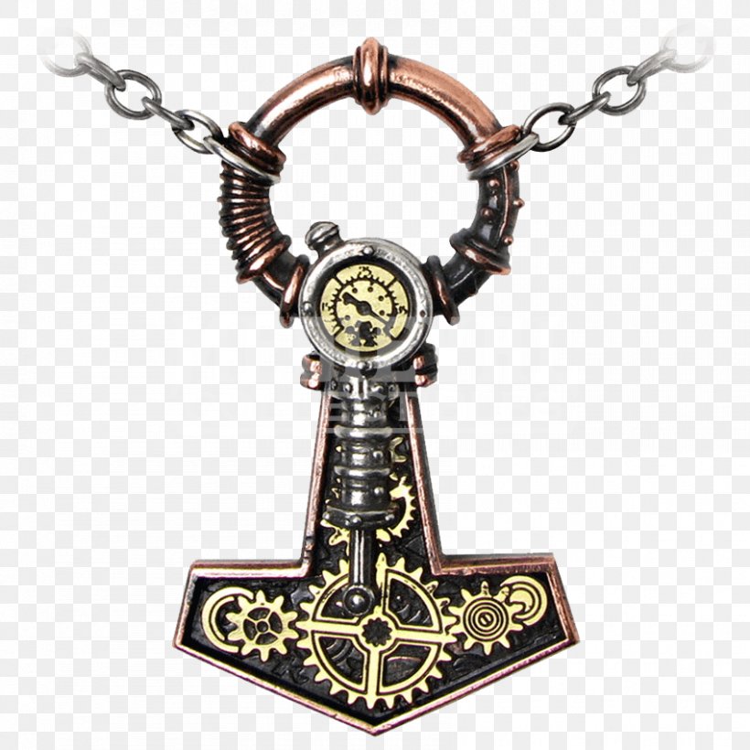 Charms & Pendants Necklace Mjölnir Jewellery Steampunk, PNG, 850x850px, Charms Pendants, Amulet, Body Jewelry, Brass, Chain Download Free