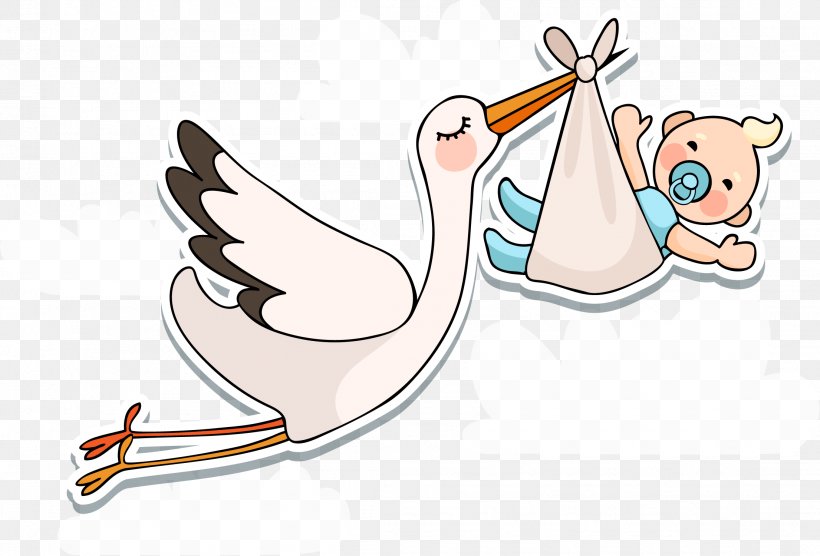 White Stork Infant Baby Shower, PNG, 2211x1500px, Watercolor, Cartoon ...