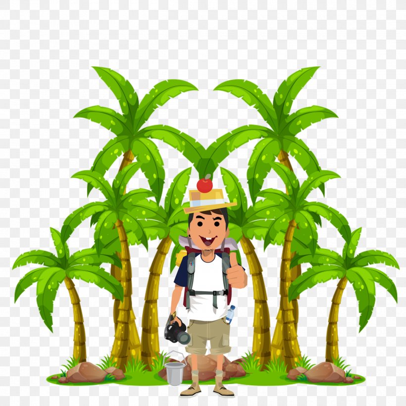 Coconut Tree Flat Design, PNG, 2500x2500px, Coconut, Arecaceae, Art, Cartoon, Color Download Free