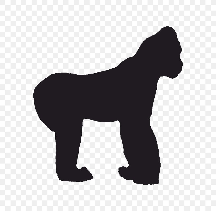 Gorilla Silhouette Clip Art Vector Graphics Image, PNG, 800x800px, Gorilla, Animal, Ape, Black, Black And White Download Free