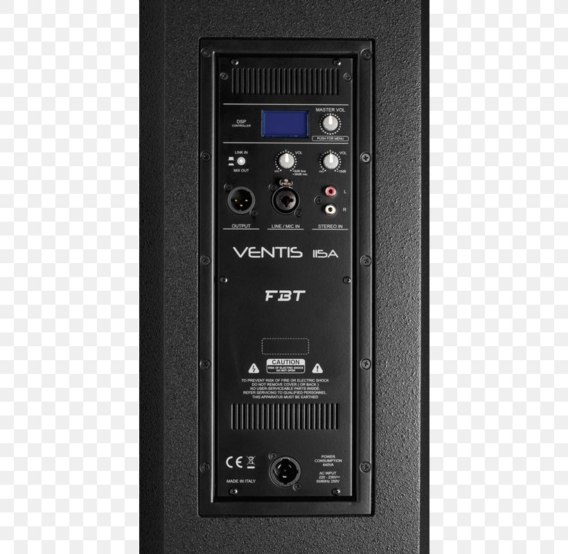 Subwoofer Powered Speakers Sound Loudspeaker FBT VENTIS, PNG, 800x800px, Subwoofer, Amplifier, Audio, Audio Equipment, Audio Power Amplifier Download Free