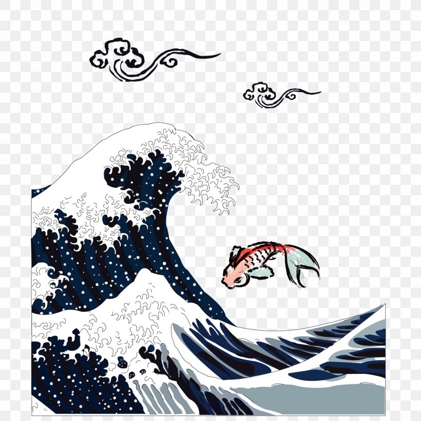 The Great Wave Off Kanagawa Japan Ukiyo-e Printmaking Poster, PNG, 1500x1500px, The Great Wave Off Kanagawa, Art, Artist, Black And White, Hokusai Download Free