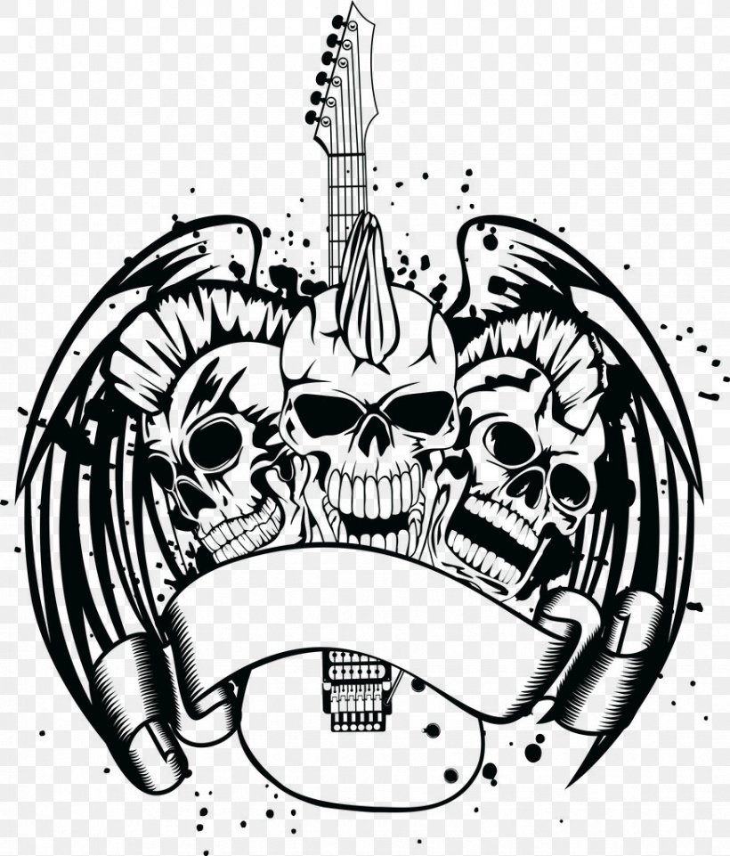 Punk Rock Guitar Royalty-free Illustration, PNG, 873x1024px, Punk Rock, Art, Automotive Design, Black And White, Bone Download Free