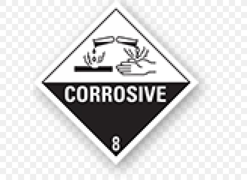 HAZMAT Class 8 Corrosive Substances Dangerous Goods Label Sticker, PNG, 600x600px, Hazmat Class 8 Corrosive Substances, Area, Brand, Chemical Substance, Corrosion Download Free