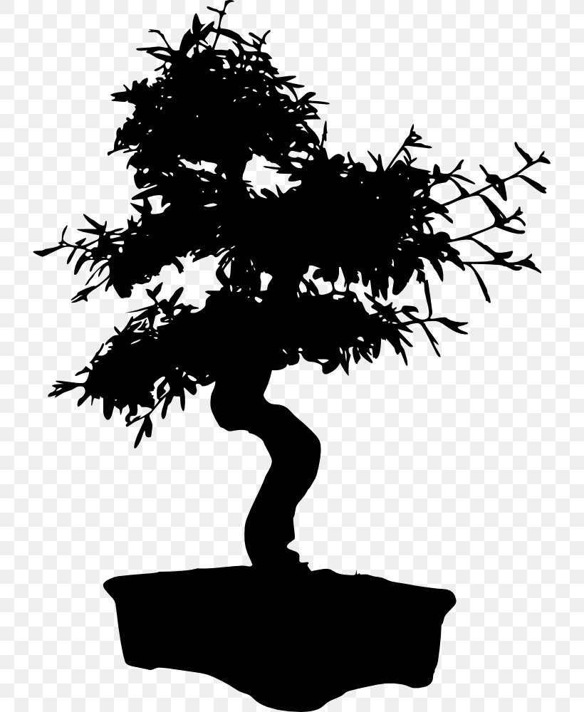 Silhouette, PNG, 727x1000px, Silhouette, Black And White, Bonsai, Branch, Digital Media Download Free
