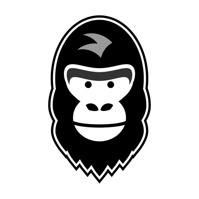 Gorilla Logo Ape, PNG, 1024x1024px, Gorilla, Animal, Ape, Black And White, Cartoon Download Free