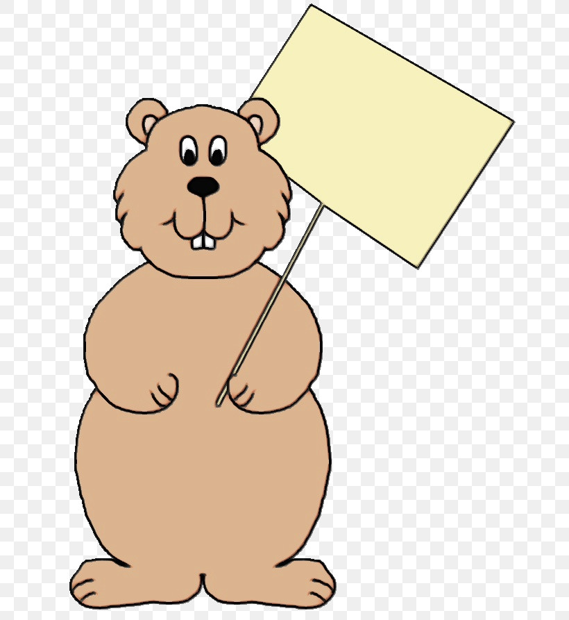 Groundhog Day, PNG, 676x893px, Watercolor, Bear, Beaver, Brown Bear, Cartoon Download Free