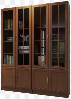 Cupboard - Bookcase Shelf Cupboard Display Case Wood Stain PNG