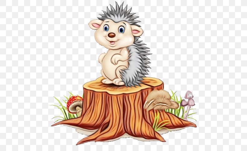 Cartoon Clip Art Tree Porcupine Hedgehog, PNG, 500x500px, Watercolor, Cartoon, Fictional Character, Hedgehog, Paint Download Free