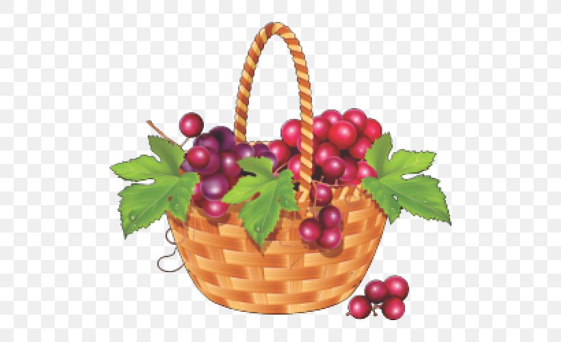 Grape Clip Art Fruit Wine Basket, PNG, 500x500px, Grape, Banana, Basket, Berry, Cranberry Download Free