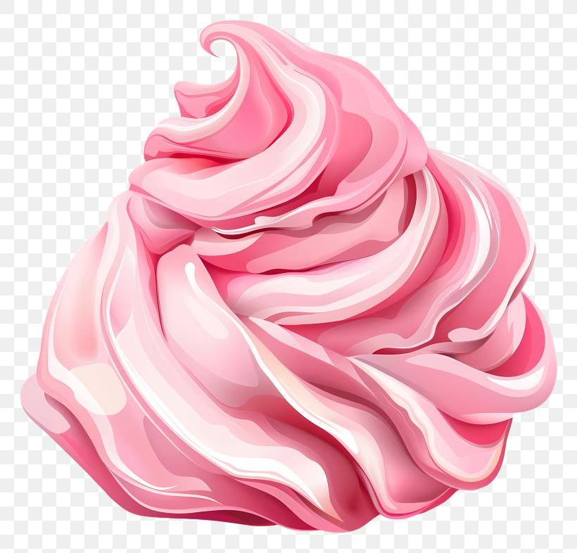 Meringue Cookie - Pink Whipped Cream Illustration PNG