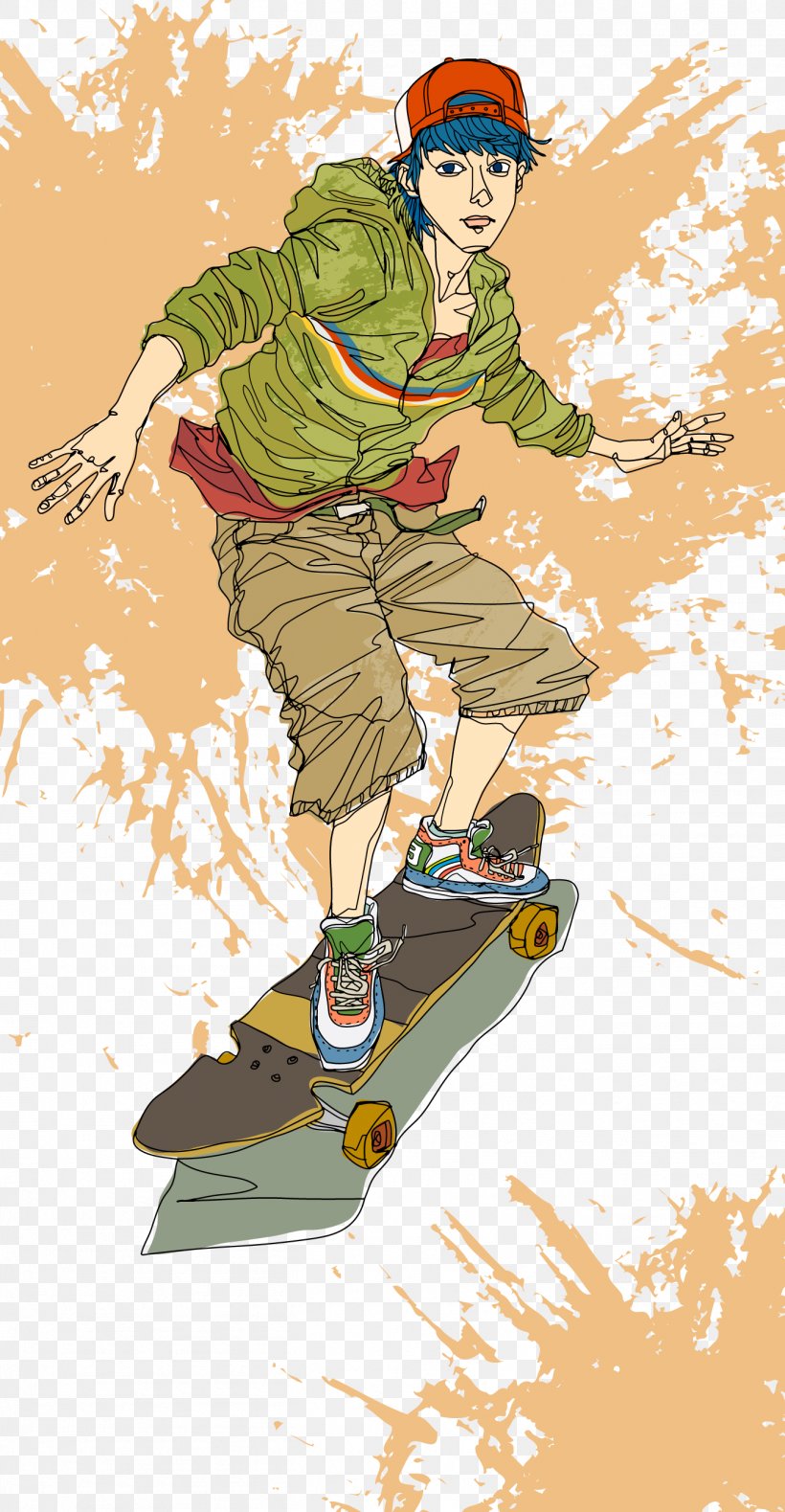 Skateboard Illustration, PNG, 1356x2612px, Skateboard, Animation, Art, Cartoon, Drawing Download Free