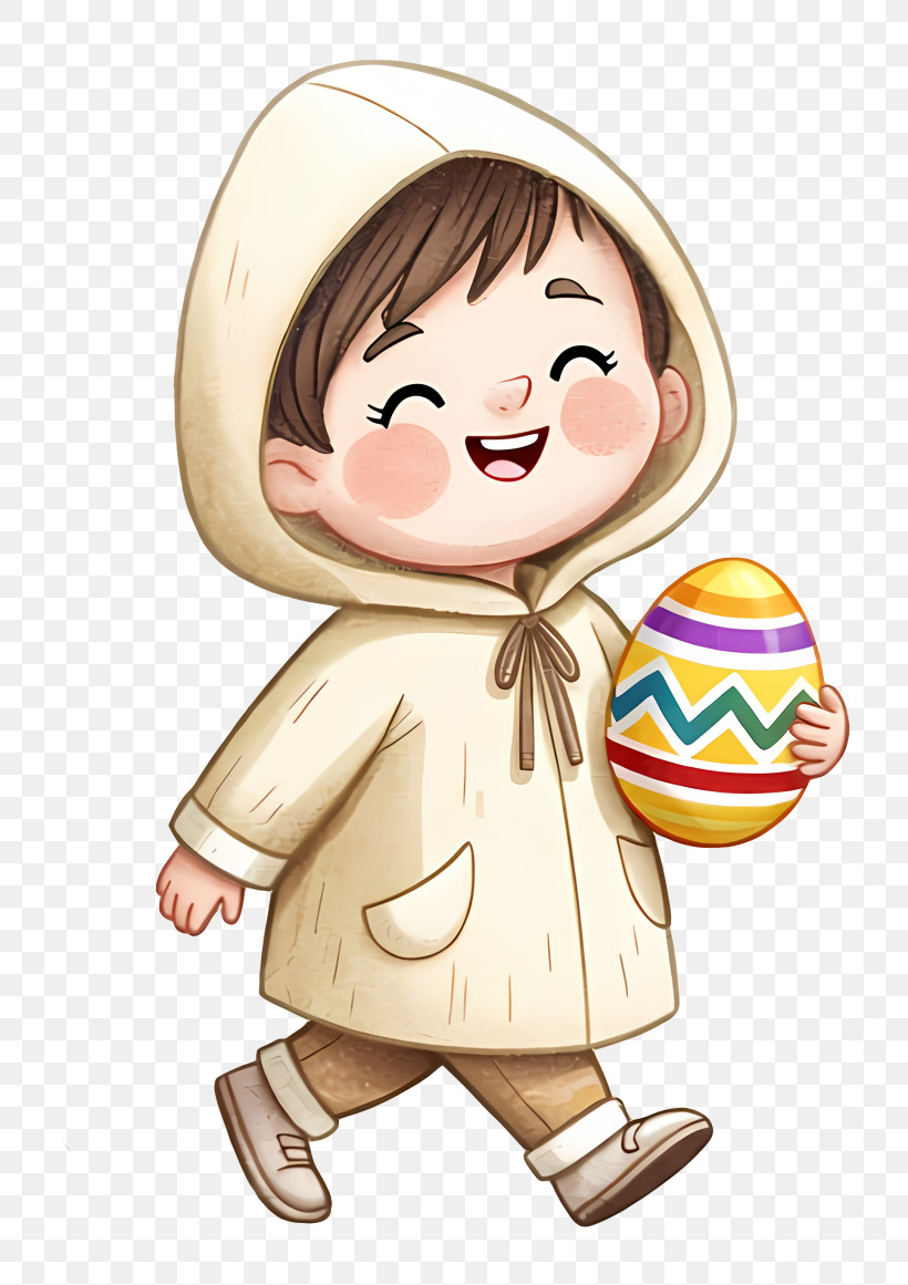 Smiling Kid Carrying Easter Egg PNG