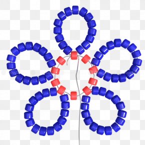 Scattering Flower Figure - Seed Bead Blue Wire Pink PNG