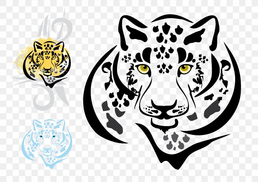 Snow Leopard Tiger Jaguar Felidae, PNG, 3000x2120px, Leopard, Art, Big Cats, Black, Black And White Download Free
