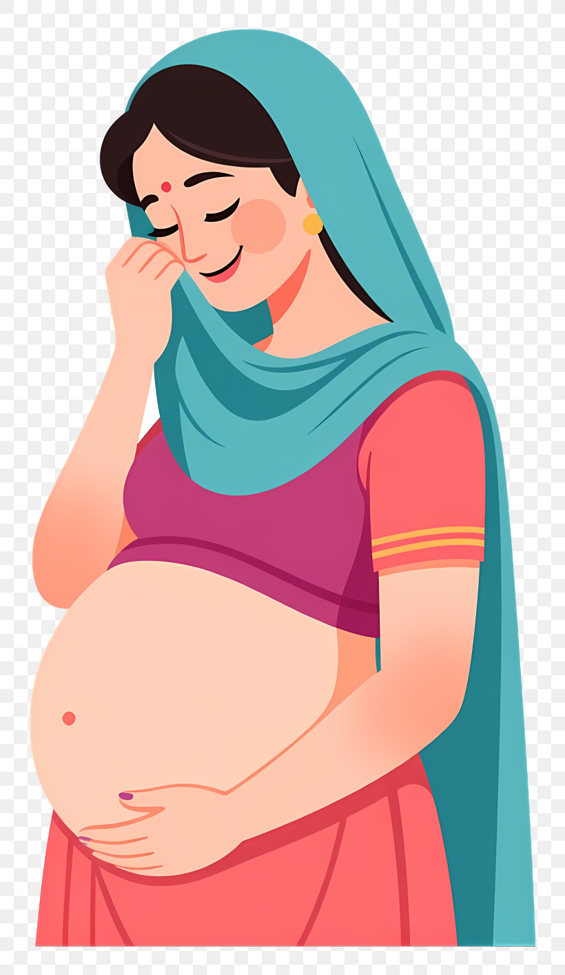 Indian Pregnant Woman - Pregnant Woman In Sari PNG