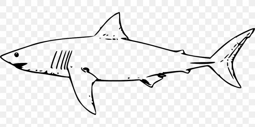 Great White Shark Coloring Book Sand Tiger Shark, PNG, 1280x640px, Shark, Area, Artwork, Automotive Design, Black And White Download Free