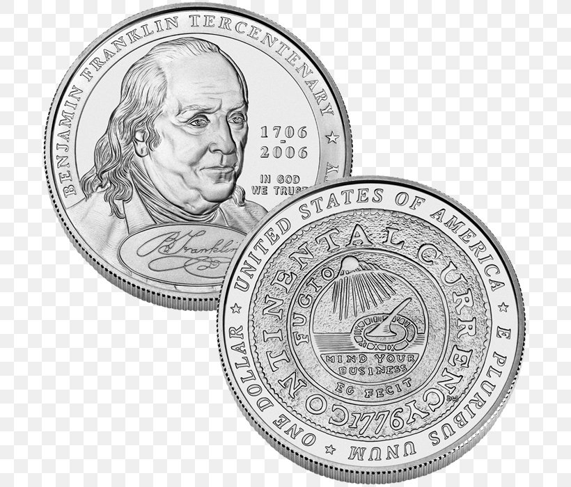Handbook Of United States Coins Silver Dollar Coin United States Dollar, PNG, 700x700px, Coin, Benjamin Franklin, Black And White, Book, Cash Download Free
