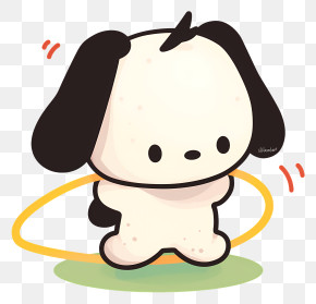 Cute Dog - Cute Cartoon Dog With Hula Hoop PNG