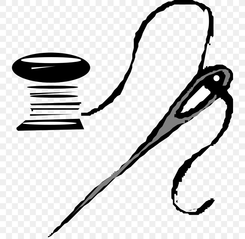 Sewing Needle Thread Yarn Clip Art, PNG, 740x800px, Sewing Needle, Area, Black, Black And White, Headgear Download Free