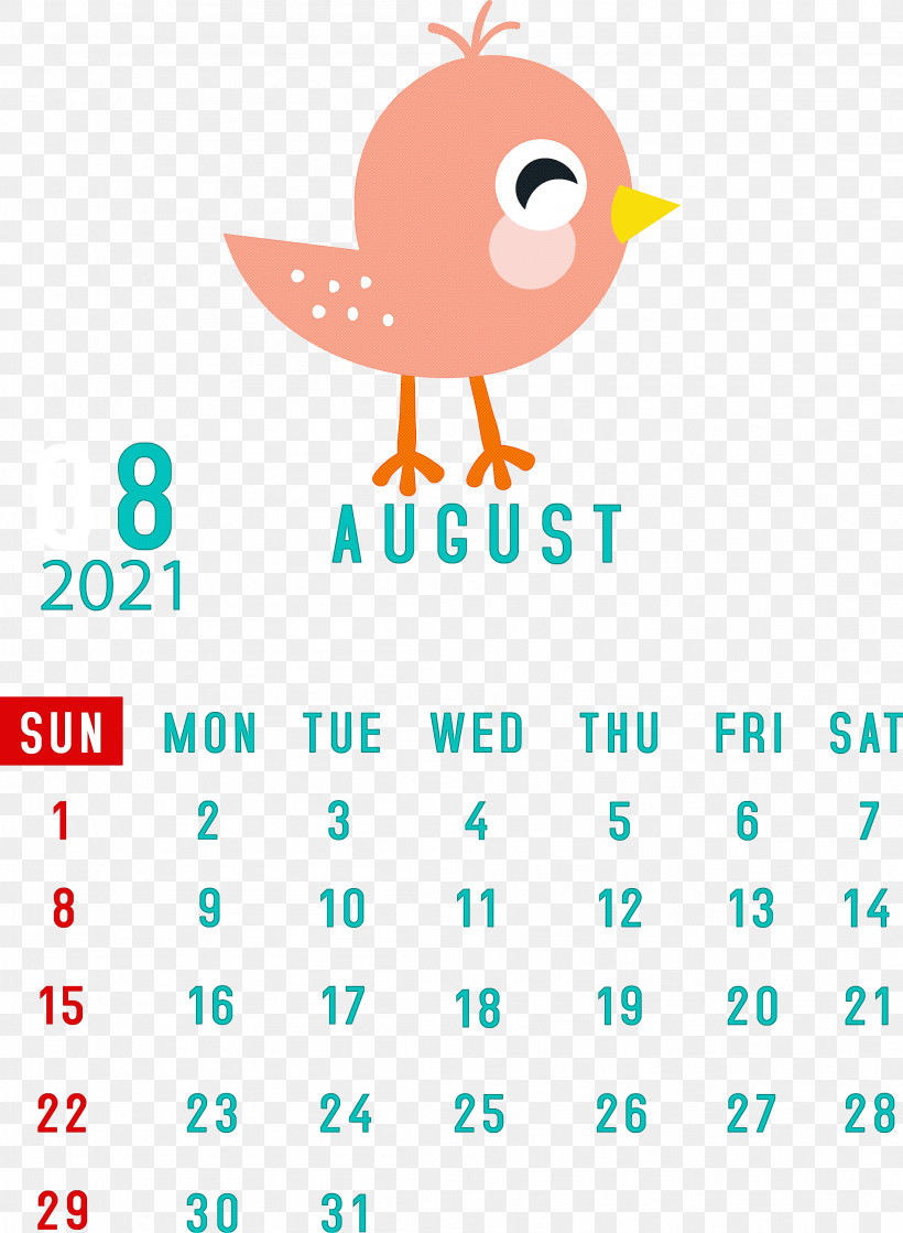 August 2021 Calendar August Calendar 2021 Calendar, PNG, 2197x3000px, 2021 Calendar, Beak, Birds, Cartoon, Google Download Free