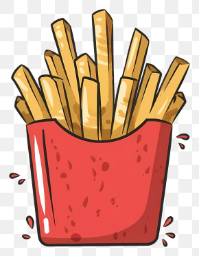 French Fries - French Fries In Bright Red Carton PNG