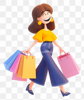 Woman Shopping - Fashionable Girl With Shopping Bags PNG