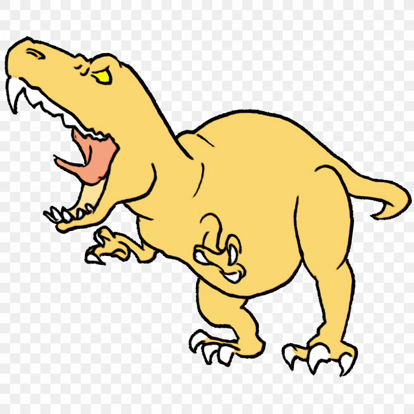 Tyrannosaurus Meter Line Art Cartoon Yellow, PNG, 1200x1200px, Cartoon Dinosaur, Beak, Cartoon, Cute Dinosaur, Dinosaur Clipart Download Free