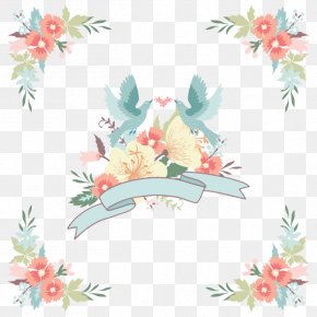 Lovebirds Wedding Flowers - Watercolor Painting PNG