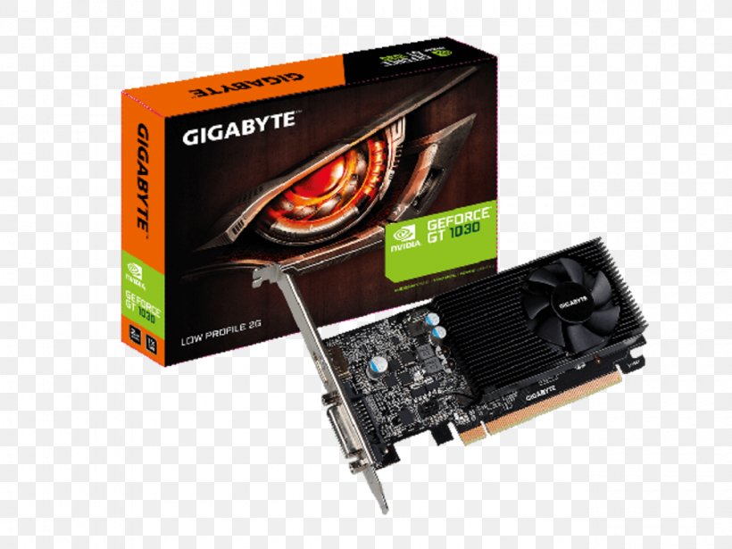Graphics Cards & Video Adapters Gigabyte GV-N1030D4-2GL GeForce GT 1030 2GB Low-Profile Graphics Card GDDR5 SDRAM Gigabyte Technology Digital Visual Interface, PNG, 1280x960px, Graphics Cards Video Adapters, Cable, Chipset, Computer, Computer Component Download Free