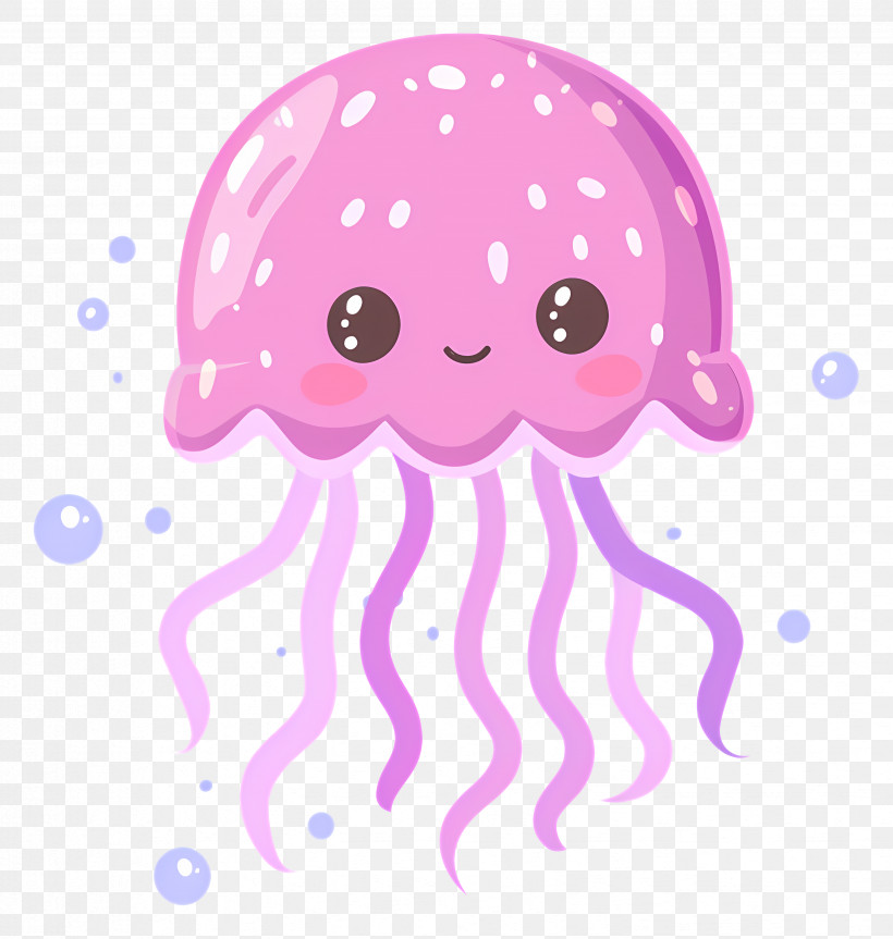 Jelly Fish - Cute Pink Jellyfish Cartoon PNG
