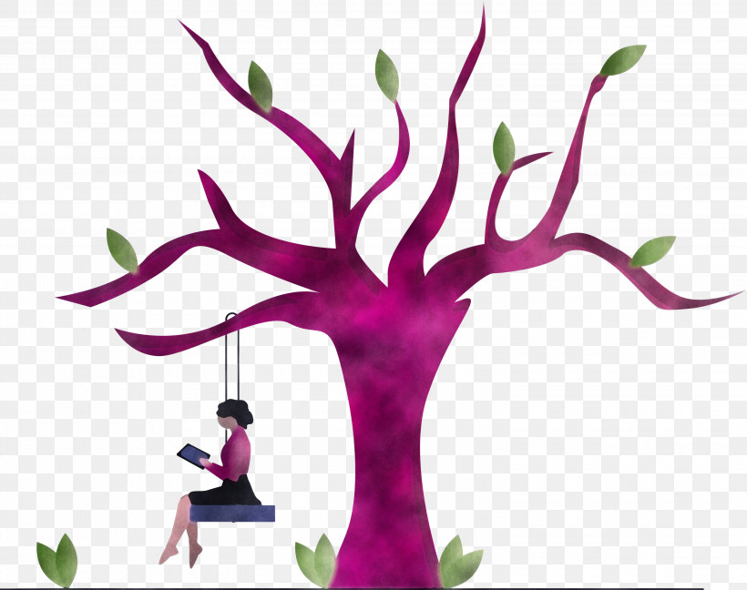 Tree Swing, PNG, 3000x2371px, Tree Swing, Branch, Flower, Magenta, Pink Download Free
