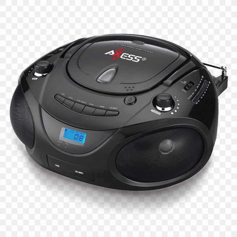 Boombox Portable CD Player AXESS Axess PB2703 FM Broadcasting, PNG, 1000x1000px, Boombox, Cd Player, Compact Cassette, Compact Disc, Compressed Audio Optical Disc Download Free