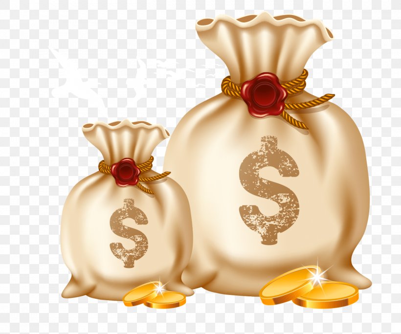 Gold Bag Element, PNG, 1353x1128px, Money Bag, Bag, Cartoon, Chicken, Coin Download Free