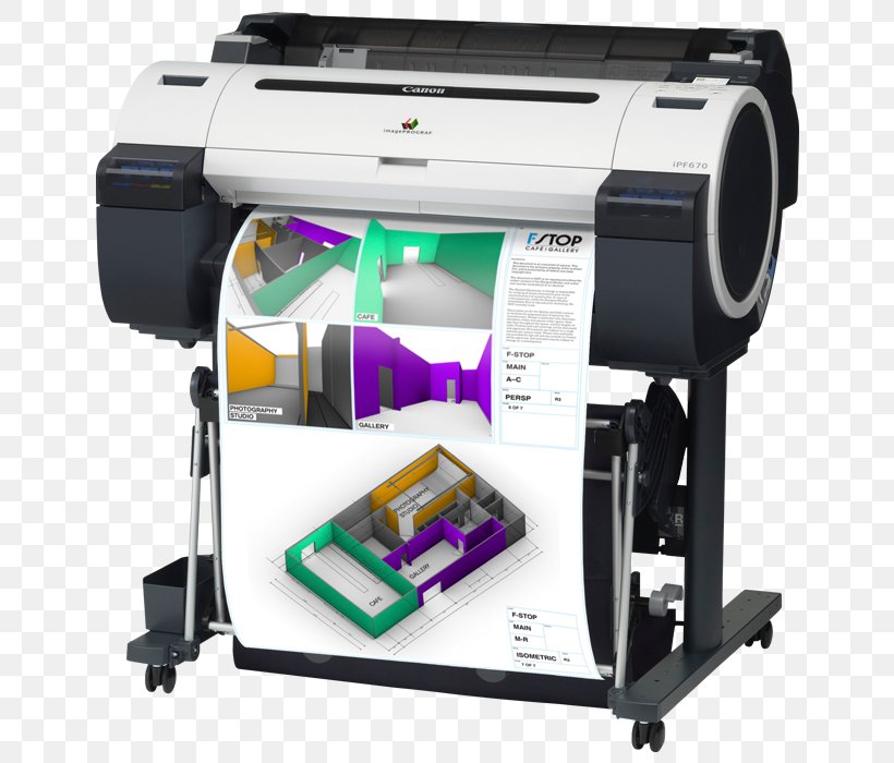 Wide-format Printer Canon ImagePROGRAF IPF670 Inkjet Printing, PNG, 700x700px, Wideformat Printer, Canon, Dots Per Inch, Electronic Device, Hardware Download Free