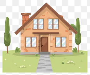 Small House - Cozy Cottage House Illustration With Gardens PNG