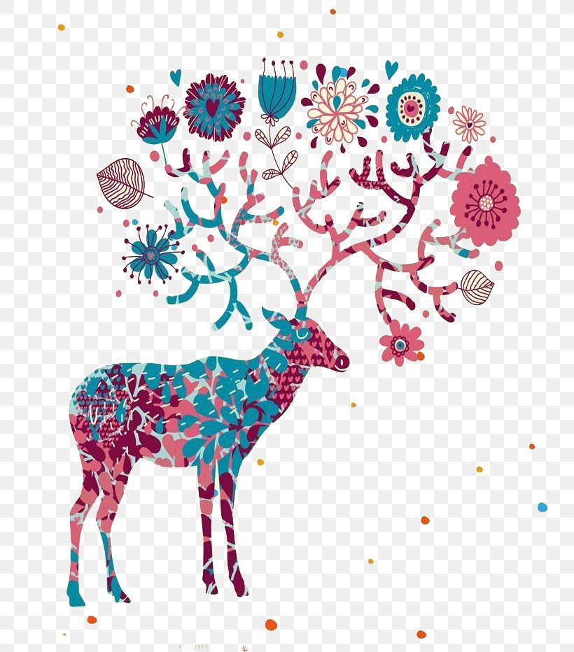 Deer Elk Chital Curtain, PNG, 744x932px, Deer, Antler, Area, Art, Branch Download Free