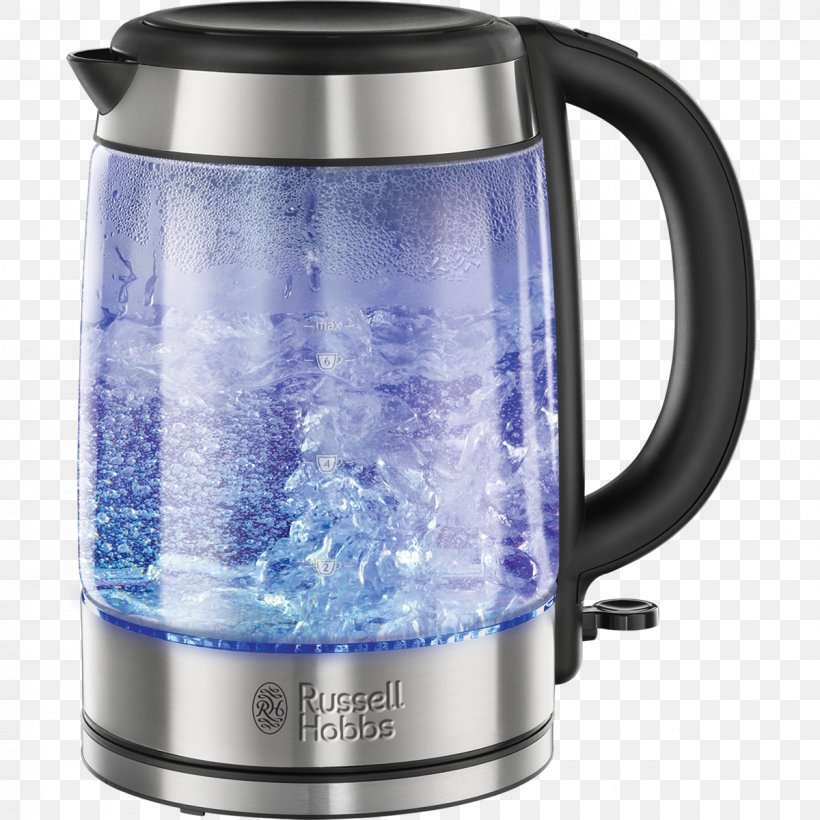 Electric Kettle Russell Hobbs Home Appliance Water Filter, PNG, 1200x1200px, Kettle, Brushed Metal, Cordless, Electric Kettle, Glass Download Free